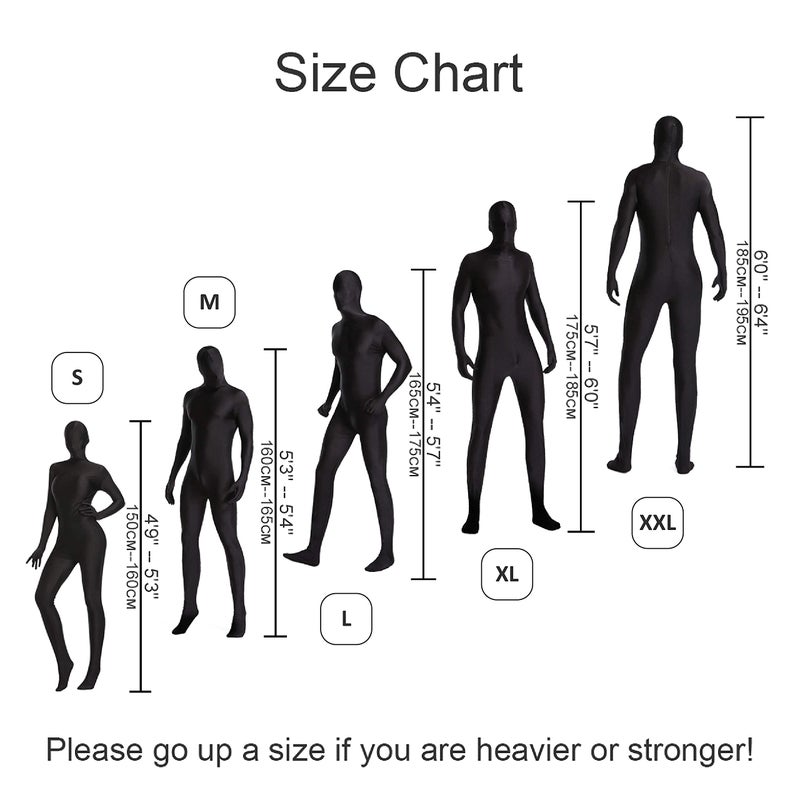 woahee Spandex Suit Full Body Suit Men Women Zentai Suit Men Costume Black Small - Image 4